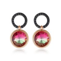 Stud Tourmaline Colored Diamond Zircon Round Earrings Fashion Jewelry Wholesale main image 1