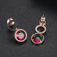 Stud Tourmaline Colored Diamond Zircon Round Earrings Fashion Jewelry Wholesale main image 5