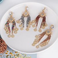 New European Stud Claw Chain Diamond Tassel Starry Earrings Women main image 3