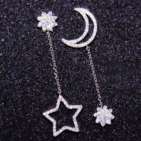 Long Snowflake Earrings Creative Star Moon Asymmetric Zircon Earrings main image 1