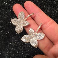Fashion Luxury Leaf Earrings Gold Micro-inlaid Zircon Gas Earrings Simple Bride Earrings Jewelry main image 4