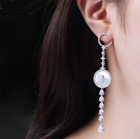 Xingyue Shell Earrings Long Tassel Drop C-shaped Sweet Earrings Steel main image 5