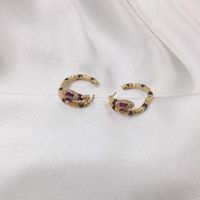 Simple Snake Stud Earrings Gold Micro Inlaid Zircon Delicate Luxury Stud Earrings Fashion Jewelry Wholesale main image 6