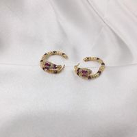 Simple Snake Stud Earrings Gold Micro Inlaid Zircon Delicate Luxury Stud Earrings Joyería De Moda Al Por Mayor main image 6