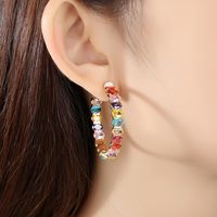 Fashion Jewelry Wholesale Fashion Ladies Colored Copper Inlaid Zircon Earrings main image 3