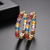 Fashion Jewelry Wholesale Fashion Ladies Colored Copper Inlaid Zircon Earrings main image 4