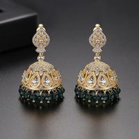 Fashion Jewelry Wholesale Hollow Pearl Fringed Banquet Ladies Copper Studded Zircon Earrings main image 4