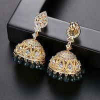 Fashion Jewelry Wholesale Hollow Pearl Fringed Banquet Ladies Copper Studded Zircon Earrings main image 5