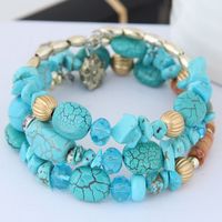 Simple Bohemia Style Shell Turquoise Multilayer Temperament Fashion Ladies Bracelet sku image 1