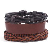 New Three-piece Real Leather Bracelet Simple Diy Suit Men's Knitted Bracelet Jewelry Wholesale sku image 1