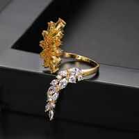 New Ladies Opening Ring Fashion Banquet Copper Inlaid Zirconium Ring sku image 2