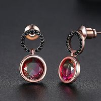 Stud Tourmaline Colored Diamond Zircon Round Earrings Fashion Jewelry Wholesale sku image 2
