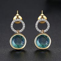 Stud Tourmaline Colored Diamond Zircon Round Earrings Fashion Jewelry Wholesale sku image 1