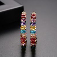 Fashion Jewelry Wholesale Fashion Ladies Colored Copper Inlaid Zircon Earrings sku image 1