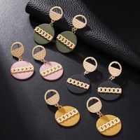 New Fashion Earrings Simple Alloy Spray Paint Earrings Creative Metal Round Chain Personalized Earrings main image 4