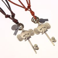 Coréenne Style Vintage Personnalisé Longue Peau De Vache Chaîne Collier Chandail Chaîne Ornement Pendentif Alliage Éléphant Nez Véritable Collier En Cuir main image 2