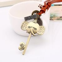 Coréenne Style Vintage Personnalisé Longue Peau De Vache Chaîne Collier Chandail Chaîne Ornement Pendentif Alliage Éléphant Nez Véritable Collier En Cuir main image 4