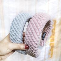 Explosion Style Striped Knitted Fabric Sponge Hair Hoop Card Wholesale main image 5