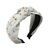 Cloth Headband Korean Simple Solid Color Rhinestone Star Knot Headband main image 3