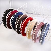 New Sponge Hair Hoop Autumn And Winter Solid Color Pearl Hair Jewelry Wholesale main image 2