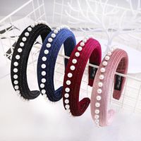 New Sponge Hair Hoop Autumn And Winter Solid Color Pearl Hair Jewelry Wholesale main image 6