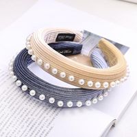 New Sponge Hair Hoop Autumn And Winter Solid Color Pearl Hair Jewelry Wholesale main image 4