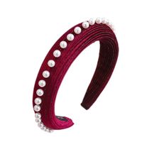 New Sponge Hair Hoop Autumn And Winter Solid Color Pearl Hair Jewelry Wholesale main image 3