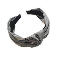 Explosion Style Simple High-end Hair Accessories Imitation Leather Patent Leather Knotted Wide-angle Hair Band main image 6