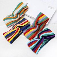 Rainbow Striped Knit Sports Headband Elastic Wool Headband main image 3