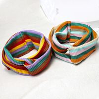 Rainbow Striped Knit Sports Headband Elastic Wool Headband main image 4