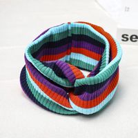 Rainbow Striped Knit Sports Headband Elastic Wool Headband main image 5