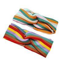 Rainbow Striped Knit Sports Headband Elastic Wool Headband main image 6