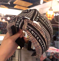 Korean Style Hair Accessories Korean Version Of The Wild Plaid Fabric Knotted Twisted Wide Side Hair Hoop main image 1