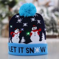 Christmas Decorations Flanged Knitted Ball Cap Led Light Cap Adult Children's Cap main image 4