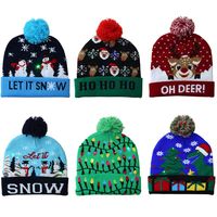 Christmas Decorations Flanged Knitted Ball Cap Led Light Cap Adult Children's Cap main image 3