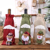 عيد الميلاد زينة عيد الميلاد زجاجة مجموعة النبيذ الشمبانيا زجاجة حقيبة الطعام الجدول اللباس main image 1