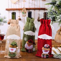 عيد الميلاد زينة عيد الميلاد زجاجة مجموعة النبيذ الشمبانيا زجاجة حقيبة الطعام الجدول اللباس main image 3
