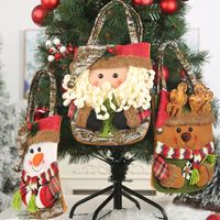 New Christmas Decoration Supplies 19 Imitation Bark Gift Bag Creative Three-dimensional Elderly Snowman Deer Gift Bag main image 2