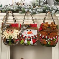 New Christmas Decoration Supplies 19 Imitation Bark Gift Bag Creative Three-dimensional Elderly Snowman Deer Gift Bag main image 3