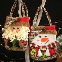 New Christmas Decoration Supplies 19 Imitation Bark Gift Bag Creative Three-dimensional Elderly Snowman Deer Gift Bag main image 5
