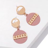 New Fashion Earrings Simple Alloy Spray Paint Earrings Creative Metal Round Chain Personalized Earrings sku image 2