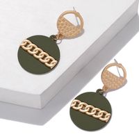 New Fashion Earrings Simple Alloy Spray Paint Earrings Creative Metal Round Chain Personalized Earrings sku image 4