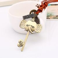 Vintage Long Cowhide Rope Necklace Sweater Chain Pendant Alloy Necklace sku image 2