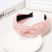 Cloth Headband Korean Simple Solid Color Rhinestone Star Knot Headband sku image 1