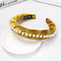 Korean New Style Velvet Sponge Pearl Hair Hoop Headband Solid Color Fabric Hair Accessories sku image 5