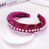 Korean New Style Velvet Sponge Pearl Hair Hoop Headband Solid Color Fabric Hair Accessories sku image 6