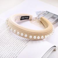 New Sponge Hair Hoop Autumn And Winter Solid Color Pearl Hair Jewelry Wholesale sku image 2
