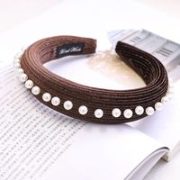 New Sponge Hair Hoop Autumn And Winter Solid Color Pearl Hair Jewelry Wholesale sku image 3