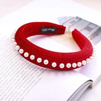New Sponge Hair Hoop Autumn And Winter Solid Color Pearl Hair Jewelry Wholesale sku image 4