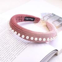 New Sponge Hair Hoop Autumn And Winter Solid Color Pearl Hair Jewelry Wholesale sku image 5